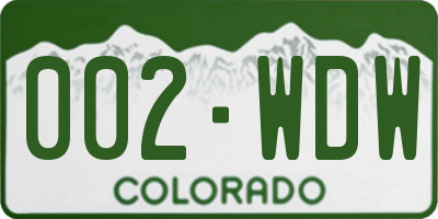 CO license plate 002WDW