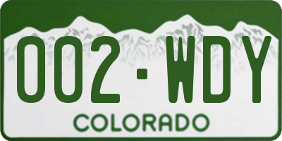 CO license plate 002WDY