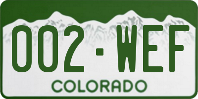CO license plate 002WEF
