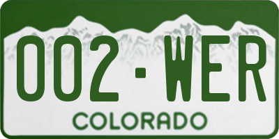 CO license plate 002WER