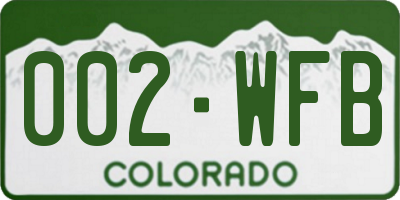 CO license plate 002WFB
