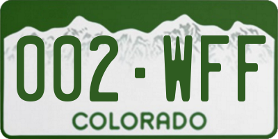 CO license plate 002WFF