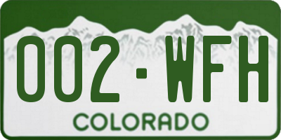 CO license plate 002WFH