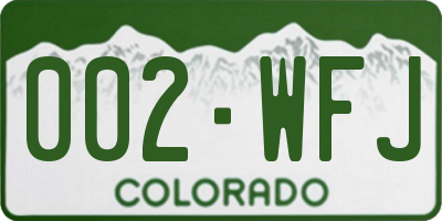 CO license plate 002WFJ