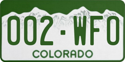 CO license plate 002WFO