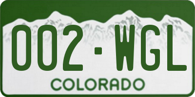 CO license plate 002WGL