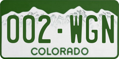 CO license plate 002WGN