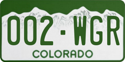 CO license plate 002WGR