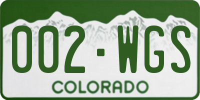 CO license plate 002WGS