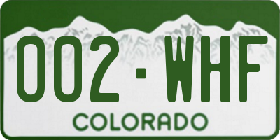 CO license plate 002WHF