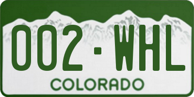 CO license plate 002WHL