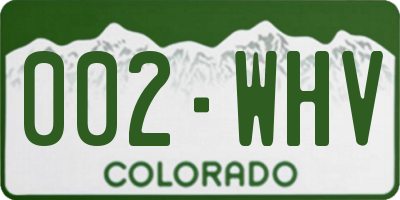 CO license plate 002WHV