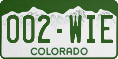 CO license plate 002WIE