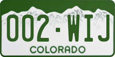 CO license plate 002WIJ