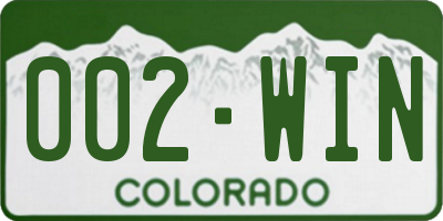 CO license plate 002WIN