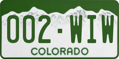 CO license plate 002WIW