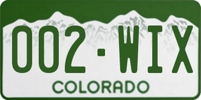 CO license plate 002WIX