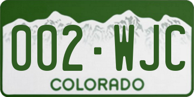CO license plate 002WJC