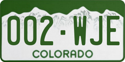 CO license plate 002WJE
