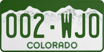 CO license plate 002WJO