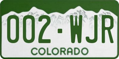 CO license plate 002WJR