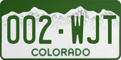 CO license plate 002WJT
