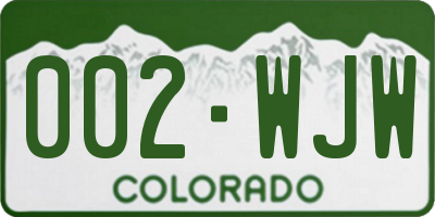 CO license plate 002WJW