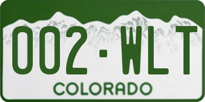 CO license plate 002WLT