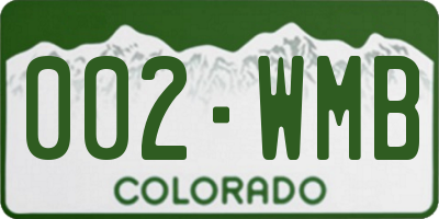CO license plate 002WMB