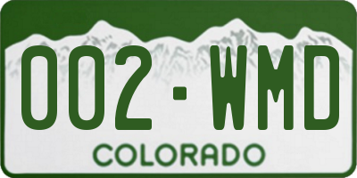 CO license plate 002WMD