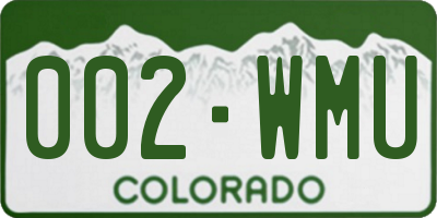 CO license plate 002WMU