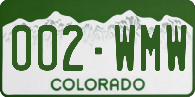 CO license plate 002WMW