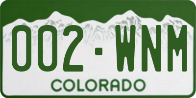 CO license plate 002WNM