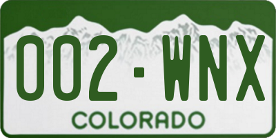 CO license plate 002WNX