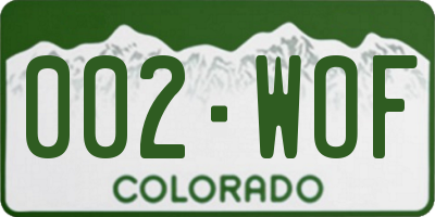 CO license plate 002WOF