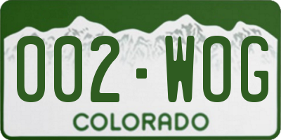 CO license plate 002WOG