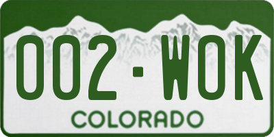 CO license plate 002WOK