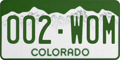 CO license plate 002WOM