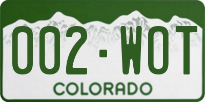CO license plate 002WOT