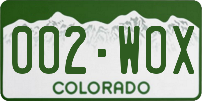 CO license plate 002WOX