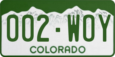 CO license plate 002WOY