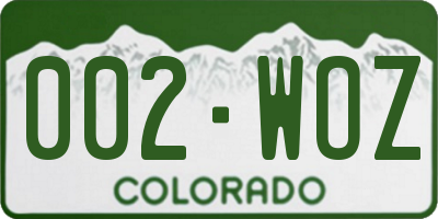 CO license plate 002WOZ