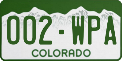 CO license plate 002WPA