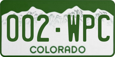 CO license plate 002WPC