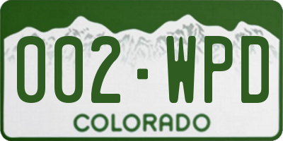 CO license plate 002WPD