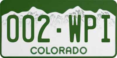 CO license plate 002WPI