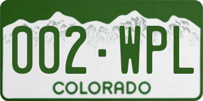 CO license plate 002WPL