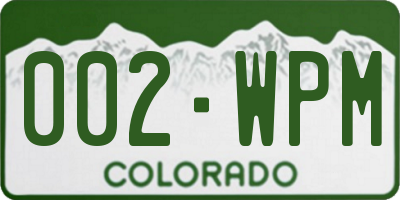 CO license plate 002WPM