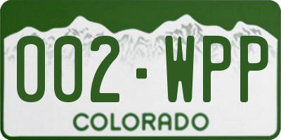 CO license plate 002WPP