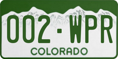 CO license plate 002WPR